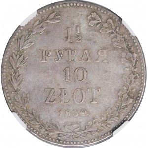 Polen, Russische Teilung, 1 1/2 Rubel = 10 Zloty 1839 MW, Warschau - selten