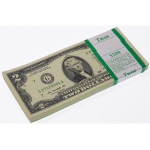 Paczka Bankowa 2 dolary 2009 seria G CHICAGO - 100 sztuk
