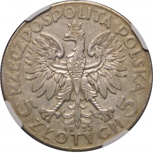 5 zlatých Dámska hlava 1932 ZZM Varšava