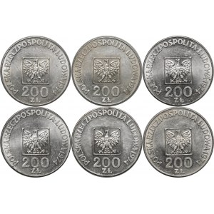 Zestaw 6 sztuk 200 złotych XXX Lat PRL 1974