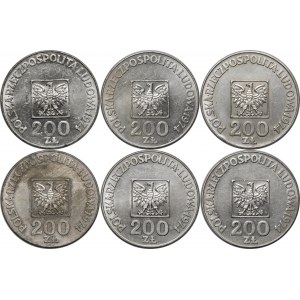 Sada 6 kusů 200 zlotých XXX let PRL 1974