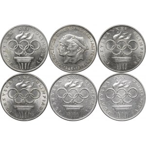 Satz von 6 Stück 200 Zloty XXX Jahrestag des Sieges über den Faschismus und 200 Zloty Spiele der XXI Olympiade