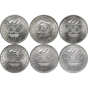 Set of 6 pieces 200 zloty XXX Anniversary of Victory Over Fascism and 200 zloty Games of the XXI Olympiad.