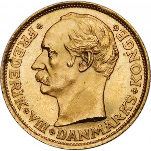 Dania, Fryderyk VIII, 10 koron 1908, Kopenhaga