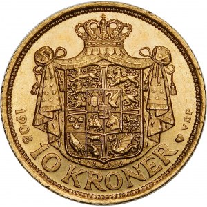 Dánsko, Frederick VIII, 10 korun 1908, Kodaň