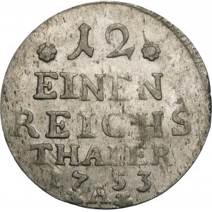 Niemcy, Prusy – Fryderyk II (1740–1786), 1/12 talara 1753 A, Berlin – rzadkie
