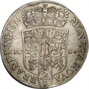 Nemecko, Brandenbursko-Prusko - Fridrich III (1688-1701), 2/3 thaler 1691 ICS, Magdeburg