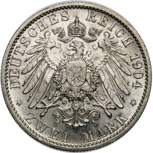 Nemecko, Meklenbursko-Schwerin - Friedrich Franz IV (1897-1918), 2 marky 1904 A, Berlín