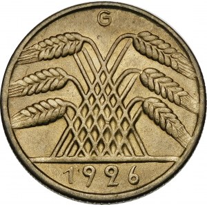 Niemcy, Republika Weimarska (1918–1933), 10 reichsfenigów 1926 G, Karlsruhe