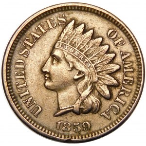 USA, 1 cent 1859, Indiánska hlava