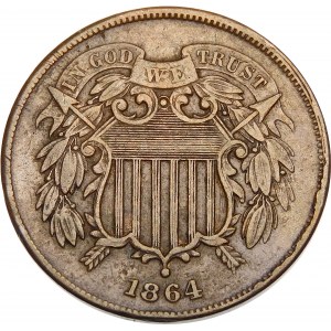 USA, 2 centy 1864, štít Unie