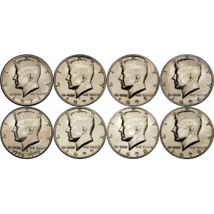 USA, Set of 8 pieces 1/2 dollar in a case