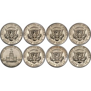 USA, Set of 8 pieces 1/2 dollar in a case