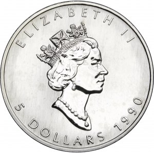 Kanada, 5 dolarów 1990 Liść Klonu