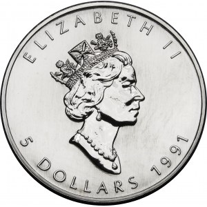 Kanada, 5 dolarów 1991 Liść Klonu