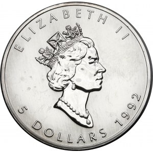Kanada, 5 dolarów 1992 Liść Klonu