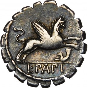 Römische Republik, L. Papius 79 v. Chr., Denarius serratus