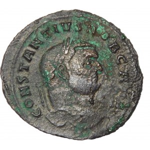 Cesarstwo Rzymskie, Constantius I Chlorus z Cesarzem Maximianus I, Folis, srebro 305 AD