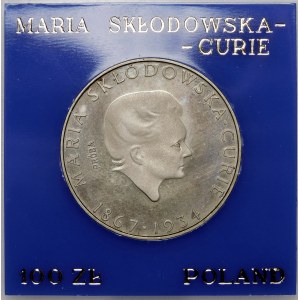 Vzorka 100 zlatých Maria Skłodowska Curie 1974