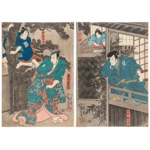 Utagawa Kuniyoshi (1798-1861), Miyamoto Musashi w zasadzce na nasłanych zabójców, 1847-1853