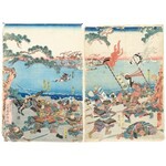 Utagawa Yoshitora (Aktywny 1836-1887), Bitwa pod Yashima, ok. 1850