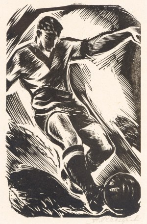 Stanisław Raczyński (1903 - 1982) Piłka nożna, z teki „Sport w grafice”, 1954