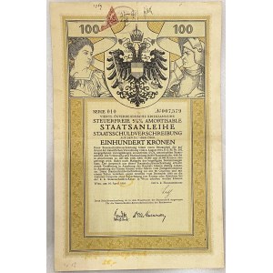 Austria Vienna 5-1/2% State War Bond of 100 Kronen 1916 Staatsanleihe