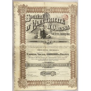 Belgium Brussels Share 100 Francs 1910 Societe d'Electricite d'Odessa