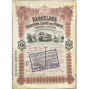 Belgium Ordinary Share 100 Dollars 1923 Barcelona Traction, Light & Power Company Limited