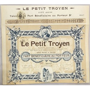 France Troyes Beneficiary Share 25 Francs 1907 Le Petit Troyen