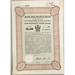 Germany East Prussia, Königsberg Obligation 12-1/2 Reichsmark 1927 Auslosungsschein