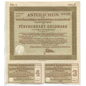 Germany East Prussia Konigsberg 500 Goldmark 1935 Golden Mortgage Certificate