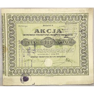 Poland Lemberg Share 100 Zlotych 1925 Lwowskie Towarzystwo Akcyjne Browarow