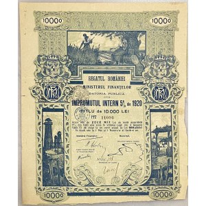 Romania Bucharest 5% Domestic Loan of 10000 Lei 1920 Ministry of Finance