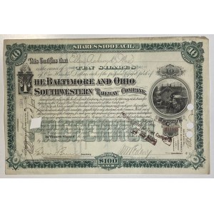 United States New York Baltimore and Ohio Southwestern Railway Company Share 10 Shares 1894