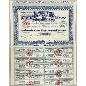 French Indo-China Haiphong Share 100 Piastres 1949 Transports Maritimes & Fluviaux de L'Indochine