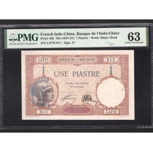 French Indochina 1 Piastre 1927 - 1931 PMG 63