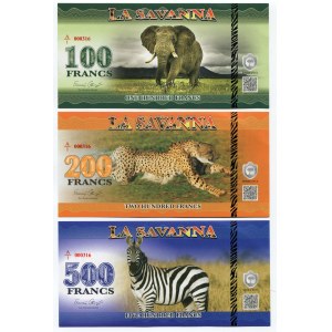 Africa Set La Savanna 100-200-500 Francs 2015