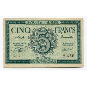 Algeria 5 Francs 1942