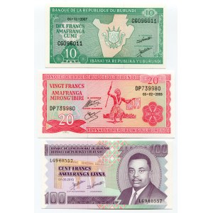 Burundi 10-20-100 Francs 2005 - 2010