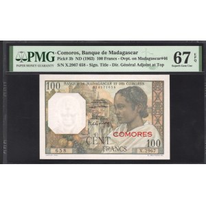 Comoros 100 Francs 1963 PMG 67 EPQ