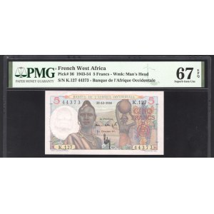 French West Africa 5 Francs 1950 PMG 67 EPQ