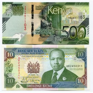 Kenya 10 & 500 Shillings 1992 - 2019