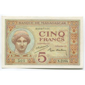 Madagascar 5 Francs 1937 RARE