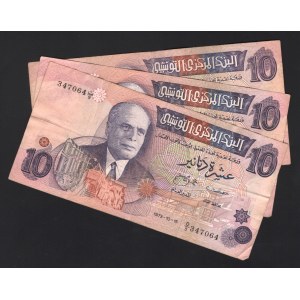 Tunisia 3 x 10 Dinars 1973