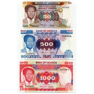 Uganda 50-500-1000 Shillings 1983 - 1985 (ND)