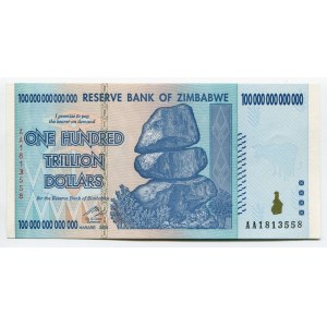 Zimbabwe 100000000000000 Dollars 2008 UNC