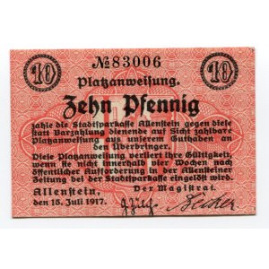 Germany Allenstein 10 Pfennig 1917