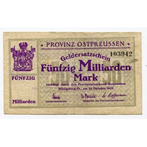 Germany Königsberg 50 Milliarden Mark 1923