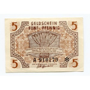 Germany Rheinland-Pfalz, Koblenz 5 Pfennig 1947 French Zone of Occupation